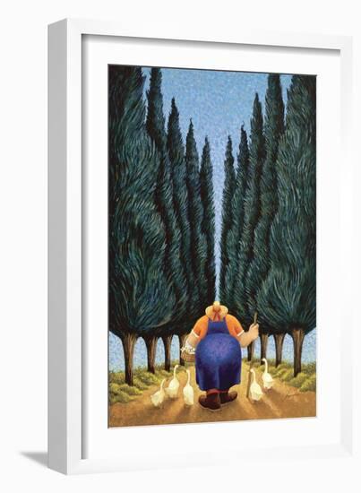 Cypress and Geese-Lowell Herrero-Framed Art Print