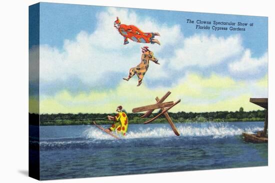 Cypress Gardens, Florida - View of Clowns Waterskiing-Lantern Press-Stretched Canvas