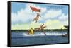 Cypress Gardens, Florida - View of Clowns Waterskiing-Lantern Press-Framed Stretched Canvas