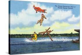 Cypress Gardens, Florida - View of Clowns Waterskiing-Lantern Press-Stretched Canvas