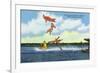 Cypress Gardens, Florida - View of Clowns Waterskiing-Lantern Press-Framed Premium Giclee Print