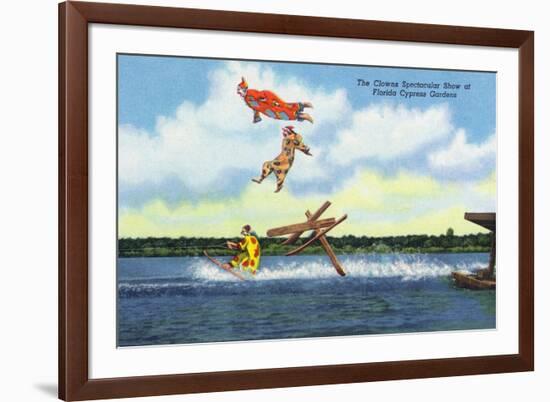 Cypress Gardens, Florida - View of Clowns Waterskiing-Lantern Press-Framed Premium Giclee Print