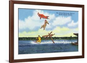 Cypress Gardens, Florida - View of Clowns Waterskiing-Lantern Press-Framed Premium Giclee Print