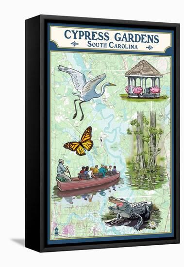 Cypress Gardens, South Carolina - Nautical Chart-Lantern Press-Framed Stretched Canvas