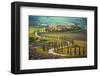 Cypress Lined Tuscany Road-null-Framed Art Print