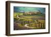 Cypress Lined Tuscany Road-null-Framed Art Print