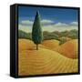 Cypress Tree and Cornfields, 1990-Liz Wright-Framed Stretched Canvas