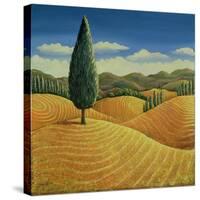 Cypress Tree and Cornfields, 1990-Liz Wright-Stretched Canvas