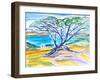 Cypress Tree, Carmel, 2019, (watercolor on paper)-Richard Fox-Framed Giclee Print