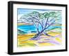 Cypress Tree, Carmel, 2019, (watercolor on paper)-Richard Fox-Framed Giclee Print