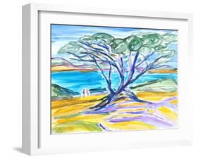 Cypress Tree, Carmel, 2019, (watercolor on paper)-Richard Fox-Framed Giclee Print