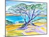 Cypress Tree, Carmel, 2019, (watercolor on paper)-Richard Fox-Mounted Giclee Print