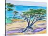 Cypress Tree, Carmel Bay, 2019, (watercolor on paper)-Richard Fox-Stretched Canvas