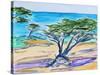 Cypress Tree, Carmel Bay, 2019, (watercolor on paper)-Richard Fox-Stretched Canvas