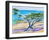 Cypress Tree, Carmel Bay, 2019, (watercolor on paper)-Richard Fox-Framed Giclee Print