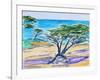 Cypress Tree, Carmel Bay, 2019, (watercolor on paper)-Richard Fox-Framed Giclee Print