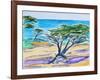 Cypress Tree, Carmel Bay, 2019, (watercolor on paper)-Richard Fox-Framed Giclee Print