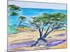 Cypress Tree, Carmel Bay, 2019, (watercolor on paper)-Richard Fox-Mounted Giclee Print