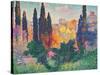 Cypress Trees at Cagnes-Henri Edmond Cross-Stretched Canvas