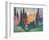 Cypress Trees at Cagnes-Henri Edmond Cross-Framed Art Print