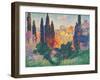 Cypress Trees at Cagnes-Henri Edmond Cross-Framed Art Print