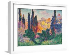 Cypress Trees at Cagnes-Henri Edmond Cross-Framed Art Print