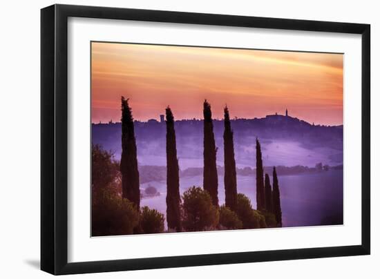 Cypress Trees with Morning Fog-Terry Eggers-Framed Photographic Print