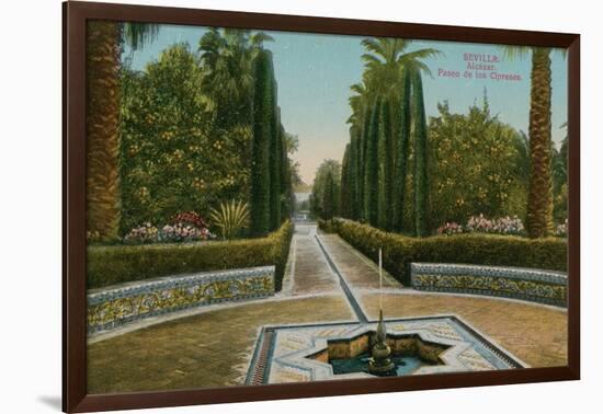 Cypress Walk, Alcazar, in Seville, Spain. Postcard Sent in 1913-French Photographer-Framed Giclee Print