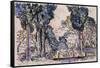 Cypresses in Sainte-Anne (Sainttrope)-Paul Signac-Framed Stretched Canvas