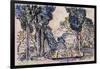 Cypresses in Sainte-Anne (Sainttrope)-Paul Signac-Framed Giclee Print