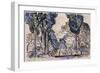 Cypresses in Sainte-Anne (Sainttrope)-Paul Signac-Framed Giclee Print