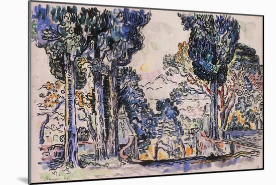 Cypresses in Sainte-Anne (Sainttrope)-Paul Signac-Mounted Giclee Print