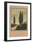 Cypresses Woodcut-null-Framed Giclee Print