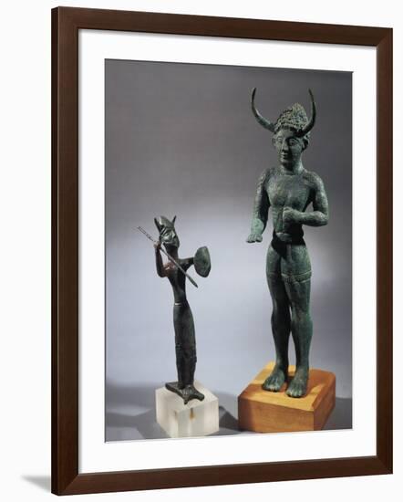 Cyprus, Bronze Statue of Horned Gods from Shrine of Enkomi-null-Framed Giclee Print