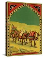 Czech English Cotton Label with Caravan of Camels-null-Stretched Canvas