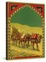 Czech English Cotton Label with Caravan of Camels-null-Stretched Canvas