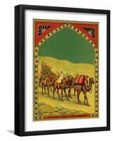 Czech English Cotton Label with Caravan of Camels-null-Framed Giclee Print