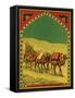 Czech English Cotton Label with Caravan of Camels-null-Framed Stretched Canvas