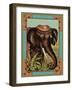 Czech English Cotton Label with Elephant-null-Framed Giclee Print