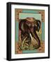 Czech English Cotton Label with Elephant-null-Framed Giclee Print