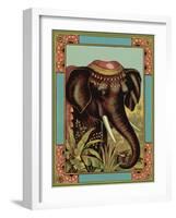 Czech English Cotton Label with Elephant-null-Framed Giclee Print