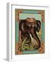 Czech English Cotton Label with Elephant-null-Framed Giclee Print