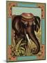 Czech English Cotton Label with Elephant-null-Mounted Giclee Print