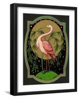 Czech English Cotton Label with Pink Ibis-null-Framed Giclee Print