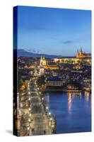 Czech Republic, Bohemia, Prague, Charles Bridge Twilight-Rob Tilley-Stretched Canvas