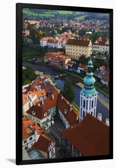 Czech Republic, Cesky Krumlov. Overview of city and river.-Jaynes Gallery-Framed Photographic Print