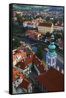 Czech Republic, Cesky Krumlov. Overview of city and river.-Jaynes Gallery-Framed Stretched Canvas