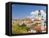 Czech Republic, Chesky Krumlov. Chesky Krumlov and Krumlov castle.-Julie Eggers-Framed Stretched Canvas