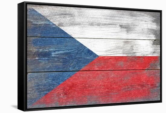 Czech Republic Country Flag - Barnwood Painting-Lantern Press-Framed Stretched Canvas