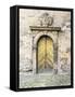 Czech Republic, Jicin. Doorway entrance to a church in the historic town of Jicin.-Julie Eggers-Framed Stretched Canvas